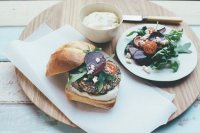 Chargrilled lamb and macadamia burger with macadamia aioli