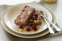 Macadamia raspberry ice cream log